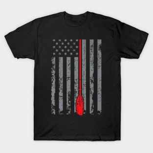 American Flag Grunge Kayak Kayaker Paddle T-Shirt